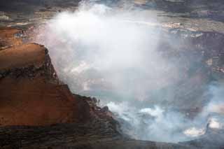 fotografia, material, livra, ajardine, imagine, proveja fotografia,Mt. Kilauea, Lava, A cratera, Puu Oo, Fumaça