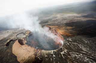 fotografia, material, livra, ajardine, imagine, proveja fotografia,Mt. Kilauea, Lava, A cratera, Puu Oo, Fumaça