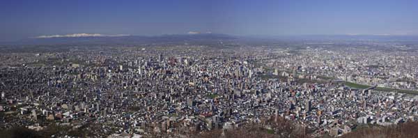 fotografia, material, livra, ajardine, imagine, proveja fotografia,Sapporo-shi varrem do olho, Hokkaido, observatório, área de cidade, céu azul