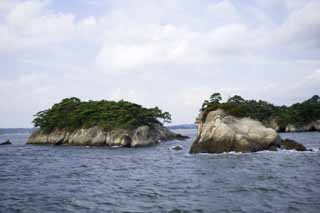 fotografia, material, livra, ajardine, imagine, proveja fotografia,Três a maioria das visões bonitas em Japão Matsushima, ilha, céu azul, nuvem, O mar