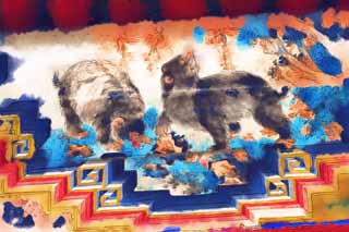 illust, material, livram, paisagem, quadro, pintura, lápis de cor, creiom, puxando,Yang pintura's Summer Palace, Urso, URSO, Borre pinturas, Decoração