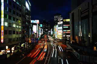 fotografia, material, livra, ajardine, imagine, proveja fotografia,O crepúsculo de Estação de Shinjuku, O centro da cidade, Shinjuku, Áreas comerciais, cidade