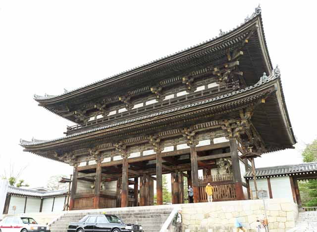 fotografia, material, livra, ajardine, imagine, proveja fotografia,O Templo de Ninna-ji Nio portão de deidade guardião, Portão de Deva, Embale aparecimento de mãe de uma casa, Estilo arquitetônico japonês, templo famoso com uma história venerável