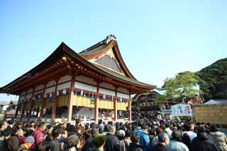 fotografia, material, livra, ajardine, imagine, proveja fotografia,Fushimi-Inari Taisha santuário, A visita de Ano novo para um santuário de Xintoísmo, A cerimônia de Ano novo, Inari, raposa