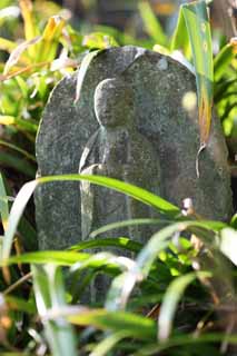 fotografia, material, livra, ajardine, imagine, proveja fotografia,Templo de Hase-dera Ishibotoke, apedreje estátua, Grass, Budismo, Chaitya