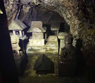 fotografia, material, livra, ajardine, imagine, proveja fotografia,O primeiro Enoshima Iwaya, par de pedra cachorros guardiões, apedreje lanterna, santuário pequeno, caverna