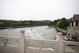 fotografia, materiale, libero il panorama, dipinga, fotografia di scorta,Horai Mizuki l'ancoraggio, ponte di pietra, Forze di acqua, castello, facendo il turista macchia