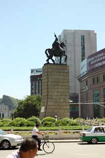 fotografia, materiale, libero il panorama, dipinga, fotografia di scorta,Statua di imperatore Kangxi, bronzi statua, Equitazione, L'imperatore, Ch'ing