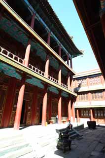 fotografia, materiale, libero il panorama, dipinga, fotografia di scorta,XumiFushouTemple Myoko la magnificenza, Colorante Ricco, Vermiglio, cielo blu, Buddismo tibetano