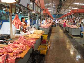 fotografia, materiale, libero il panorama, dipinga, fotografia di scorta,Un mercato di orlo orientale, negozio, mercato, più molto mascolino negozio, Carne di maiale