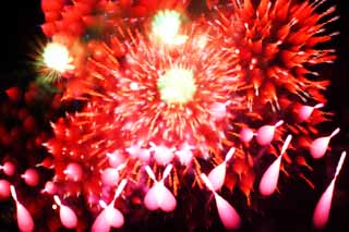 fotografia, materiale, libero il panorama, dipinga, fotografia di scorta,Mostra di fuochi artificiali di fiume di Tama, Fuoco artificiale che lanciano, la naturale scena od oggetto che aggiungono fascino poetico alla stagione dell'estate, Segnali fuoco, Luminosità