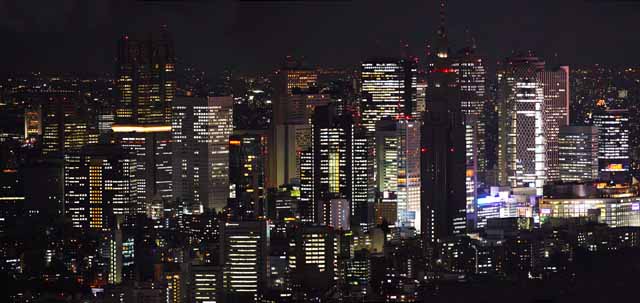 foto,tela,gratis,paisaje,fotografía,idea,Una vista de noche de Shinjuku, Shinjuku, Grupo de edificio, La área del centro de la ciudad, Edificio alto