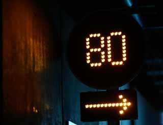 fotografia, materiale, libero il panorama, dipinga, fotografia di scorta,Un marchio di velocità, 80km/h, Un avviso leggero ed elettrico, Una freccia, tunnel