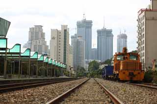 photo,material,free,landscape,picture,stock photo,Creative Commons,Sea building on high ground Station, platform, KORAIL, roof, track