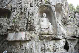 photo,material,free,landscape,picture,stock photo,Creative Commons,A HangzhouLingyingTemple image of Buddha inscribed on the polished cliff, Buddhism, Ishibotoke, Buddhist image, Faith