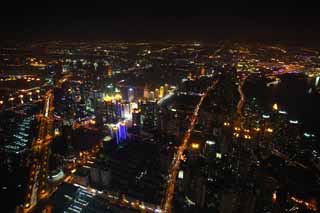 photo,material,free,landscape,picture,stock photo,Creative Commons,A night view of Shanghai, superb view, I light it up, streetlight, skyscraper