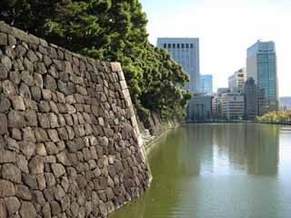 foto,tela,gratis,paisaje,fotografía,idea,Castillo de Edo - jo, Foso, Ishigaki, Edificio alto, Marunouchi