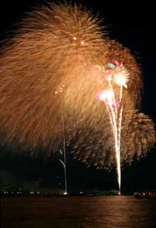 photo, la matière, libre, aménage, décrivez, photo de la réserve,Baie de Tokyo grands feux d'artifice, pièce d'artifice, nuit, lancement, un-pied balle de la pièce d'artifice