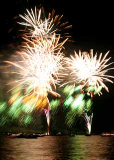 fotografia, materiale, libero il panorama, dipinga, fotografia di scorta,Baia di Tokio il grande fuochi artificiali, fuoco d'artificio, notte, lancio, uno-piede palla di fuoco d'artificio