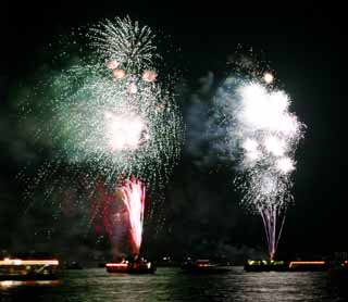 photo, la matière, libre, aménage, décrivez, photo de la réserve,Baie de Tokyo grands feux d'artifice, pièce d'artifice, nuit, lancement, un-pied balle de la pièce d'artifice