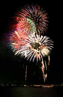 fotografia, materiale, libero il panorama, dipinga, fotografia di scorta,Baia di Tokio il grande fuochi artificiali, fuoco d'artificio, notte, lancio, uno-piede palla di fuoco d'artificio