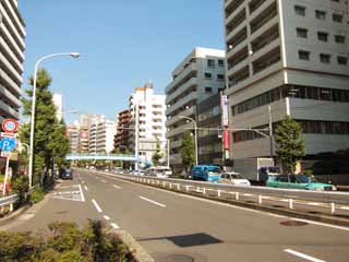 Foto, materieel, vrij, landschap, schilderstuk, bevoorraden foto,Volgens Komazawa, Straat, Nakameguro, Een ongelijkvloerse kruising, 