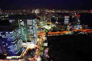 fotografia, material, livra, ajardine, imagine, proveja fotografia,Tóquio visão noturna, construindo, A área de centro da cidade, Harumi, O porto de Tóquio