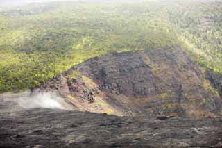 fotografia, material, livra, ajardine, imagine, proveja fotografia,Ilha de Havaí fotografia aérea, Lava, A cratera, rache no chão, fogo de floresta