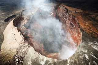 photo, la matière, libre, aménage, décrivez, photo de la réserve,Mt. Kilauea, Lave, Le cratère, Puu Oo, Fumée