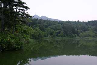 fotografia, material, livra, ajardine, imagine, proveja fotografia,Lagoa de Himenuma matutina, superfície de água, montanha, céu, HimenumPond