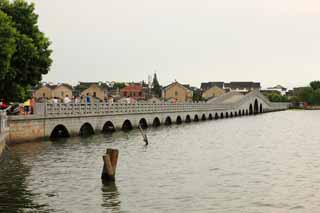 Foto, materiell, befreit, Landschaft, Bild, hat Foto auf Lager,Zhouzhuang alle Fu Brücke, , , , 