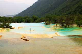 photo,material,free,landscape,picture,stock photo,Creative Commons,Huanglong five colors pond, , , , 