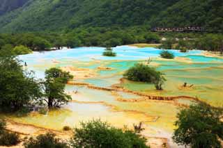 photo, la matière, libre, aménage, décrivez, photo de la réserve,Huanglong cinq couleurs pond, , , , 