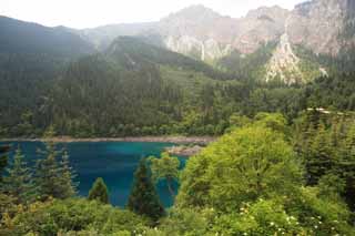 foto,tela,gratis,paisaje,fotografía,idea,Cinco colores de Jiuzhaigou estanque, , , , 