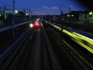 foto,tela,gratis,paisaje,fotografía,idea,Rastros del tren bala shinkansen, , , , 