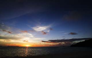 foto,tela,gratis,paisaje,fotografía,idea,Una playa de puesta de sol, El sol poniente, Nube, Nubes rosado - rosado, Playa arenosa