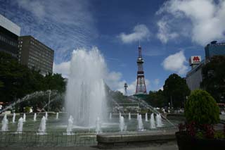 foto,tela,gratis,paisaje,fotografía,idea,Es un parque de acuerdo con la universidad de Sapporo, Fuente, Torre, Sitio de turismo, Sapporo