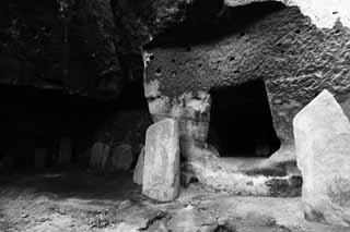 fotografia, materiale, libero il panorama, dipinga, fotografia di scorta,Una caverna di Tempio di Zuigan-ji di Matsushima, caverna, monumento, rupe, pietra