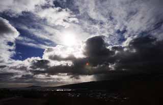 photo,material,free,landscape,picture,stock photo,Creative Commons,A cloud lump, The sun, blue sky, cloud, thunder cloud