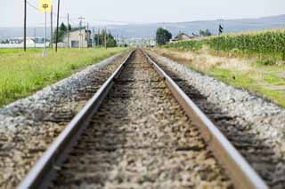 foto,tela,gratis,paisaje,fotografía,idea,Punto de desaparición de una pista, Pista, Ferrocarril, Corbata del ferrocarril, Grava