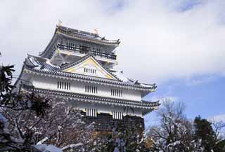 foto,tela,gratis,paisaje,fotografía,idea,Castillo de Gifu, Ishigaki, Cielo azul, Castillo, Blanco