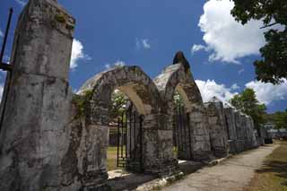 foto,tela,gratis,paisaje,fotografía,idea,Una puerta de days anterior, La puerta, Ishigaki, Cimentación con pilotes - piedras, Un arco