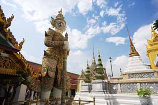 foto,tela,gratis,paisaje,fotografía,idea,Una tutor deidad tailandesa, Gold, Buddha, Templo del buda de esmeralda, Turismo