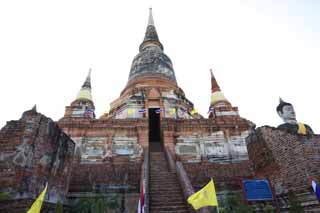 foto,tela,gratis,paisaje,fotografía,idea,Día de Che de Ayutthaya, Pagoda, Templo, Idea Buddhist, Sobras de Ayutthaya