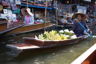 foto,tela,gratis,paisaje,fotografía,idea,Una embarcación del mercado de agua, Mercado, Comprando y vender, Bote, 