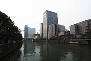 fotografia, materiale, libero il panorama, dipinga, fotografia di scorta,Scenario da Yodoyabashi, edificio a molti piani, Fiume di Tosabori, costruendo, città