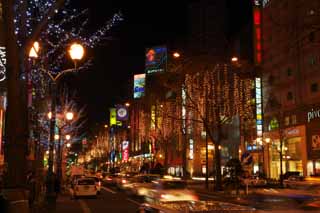 foto,tela,gratis,paisaje,fotografía,idea,La noche de una autoridad del cuadrado de estación de Sapporo, Lámpara de cola, Illuminations, Luz, Soy hermoso