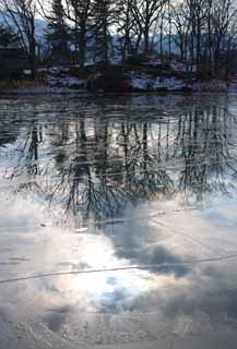 foto,tela,gratis,paisaje,fotografía,idea,El cielo que es estropeado, Hielo, Lago, Lake Onuma, Temperatura de congelación