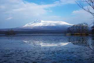 Foto, materiell, befreit, Landschaft, Bild, hat Foto auf Lager,Onumakoen Winterszene, , See, See Onuma, blauer Himmel