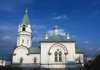 Foto, materieel, vrij, landschap, schilderstuk, bevoorraden foto,EEN Christelijke orthodoxe kerk, Kerk, Blauwe lucht, Byzantijnse trant, Christenheid